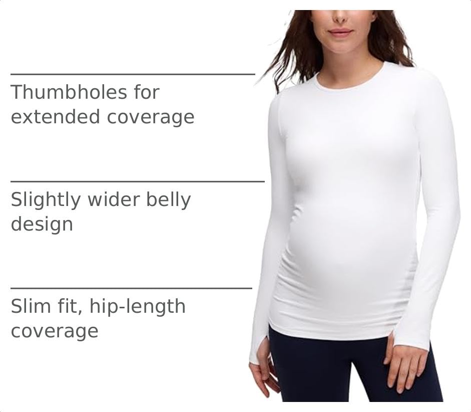 CRZ YOGA Maternity Crewneck Tops - color: White, size: Medium