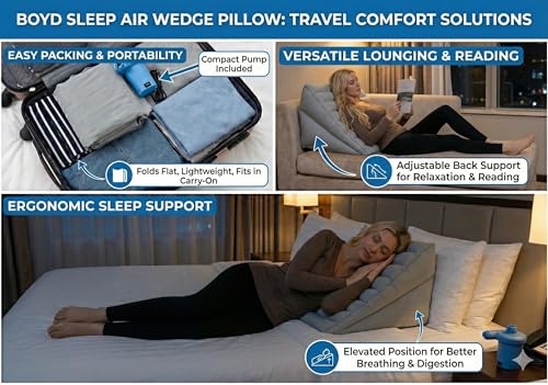 Boyd Sleep Adjustable Inflatable Wedge Pillow with Electric Pump