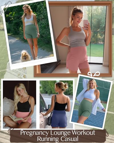 3 Pack Women's Maternity Shorts - color: Grey Green, Haze Blue, Grey Pink, size: Small