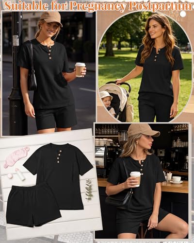 Maternity Nursing Pajama Set - color: Black, size: X-Large