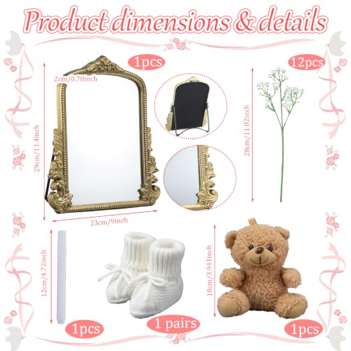 Pregnancy Announcement Mirror Set Newborn Shoes Flower Bear Pen