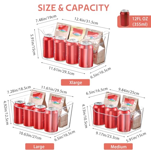 Clear Plastic Storage Bins - 12 Pack Pantry Organizers and Storage, Clear Pantry Organizer Bins, X-Large Plastic Containers with Handle for Kitchen, Cabinet, Bathroom, Classroom Organization - size: X-Large