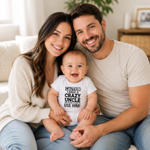CBTwear Caution I Have a Crazy Uncle Funny Baby Bodysuit - color: White, size: 6 Months
