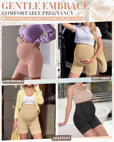 3 Pack Maternity Shapewear Shorts - color: Cinnamon Pink, Nude, Black, size: X-Large