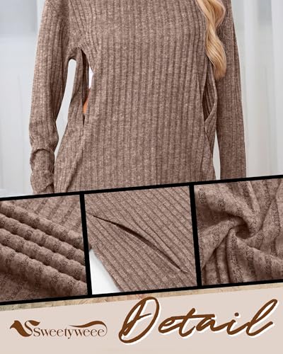 3 Pack Women's Long Sleeve Nursing Shirts - color: Coffee, Army Green, Black, size: Medium