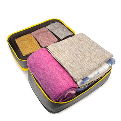 Biaggi Double Deck Compression Packing Cube –2-in-1 Expandable Travel Organizer with Integrated Shoe Cube Compartment – Lightweight Packing for Carry-On or Suitcase