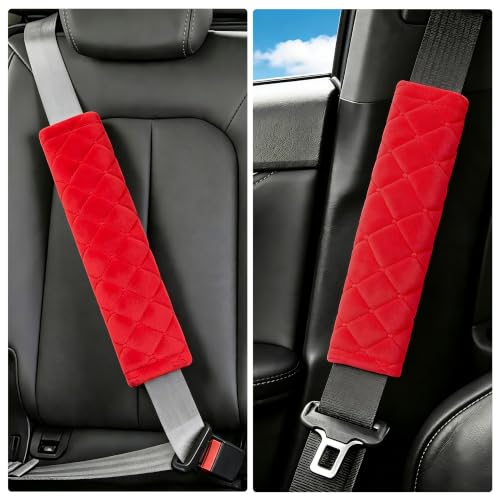 Amooca 2 Pack Seat Belt Covers Soft Shoulder Pad for Cars & Backpack - color: E: Red