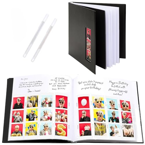 PBF (10 Pack) Photo Booth Album, Guest Book with 2x6 Clear Picture Inserts, Black Cover with Plastic Sleeves & White Pages, Scrapbook Album for Photo Strips, Memory Book, Wedding, and Baby Showers - color: Black Cover/White Pages, size: 10 pack