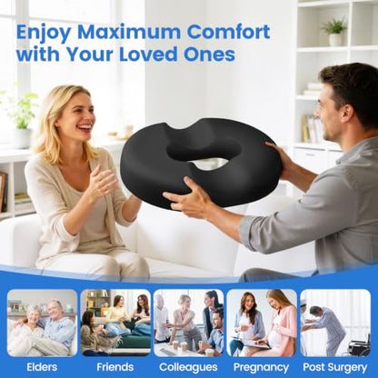 Donut Pillow Cooling Gel Memory Foam Cushion, Large, Black - color: Black, size: Large