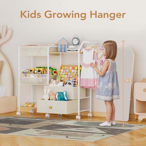 BBLIKE Diaper Caddy Organizer, Baby Storage Cart with Hanging Rack, Beige - color: Beige