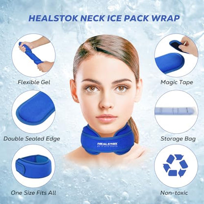 Neck Ice Pack Wrap, Reusable Cold/Hot Gel for Neck Pain, Blue - color: Blue