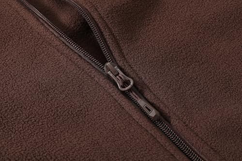 GIMECEN Women's Full Zip Soft Polar Fleece Jacket Outdoor Recreation Coat - color: Coffee, size: X-Large