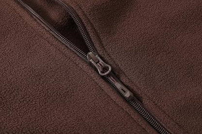 GIMECEN Women's Full Zip Soft Polar Fleece Jacket Outdoor Recreation Coat - color: Coffee, size: X-Large