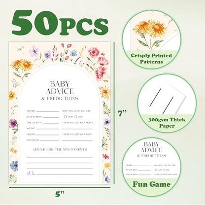 JOETMAE 5×7” Baby Predictions and Advice Baby Shower Games Cards