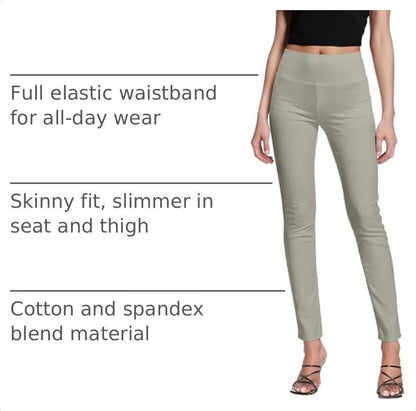 Hybrid & Company Super Comfy Stretch with Full Elastic Waist Pull On Millennium Twill Pant - color: Stone, size: 2X Long