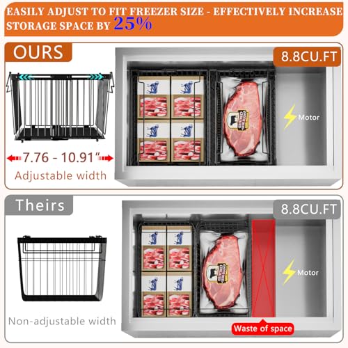 Large Freezer Organizer Bins for 5 to 9 Cu.Ft,Leak-Proof Bottom，3 Pack - color: Black-3Pack