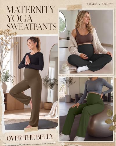 3 Pack Womens Maternity Wide Leg Yoga Pant with Pockets S 3Color