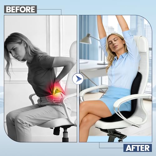Memory Foam Seat Cushion for Office Chair and Car Seat - color: Black