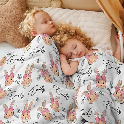 Personalized Blanket with Name, Custom Bunny Blanket for Baby - color: S6