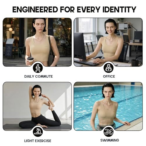 Chest Binder FTM,Moderate Compression Pullover Binder Bra for Women - color: Nude, size: Large