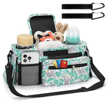 Accmor Universal Stroller Organizer with Insulated Cup Holder - color: Sloth