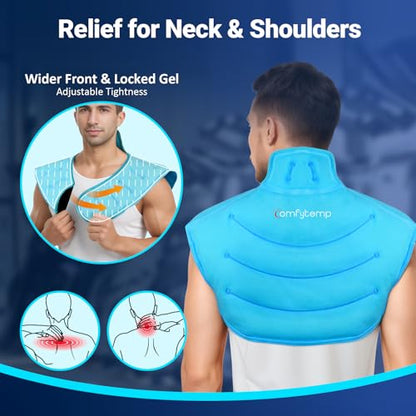 Comfytemp Large Ice Pack for Neck Shoulders Upper Back Pain Relief - color: Blue, size: Large