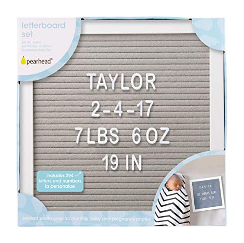 Pearhead Classic Wooden Letterboard, Photo Prop Message Board - color: Gray & White