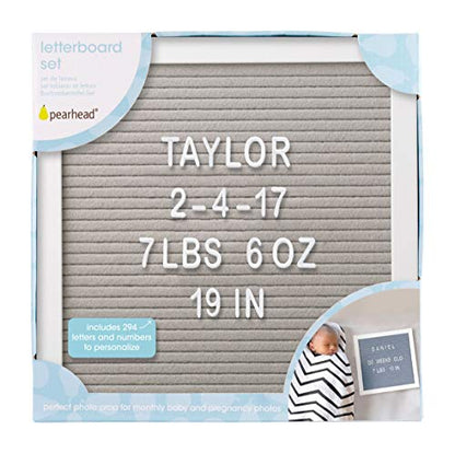 Pearhead Classic Wooden Letterboard, Photo Prop Message Board - color: Gray & White