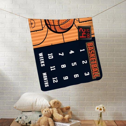Basketball Milestone Blanket, Weekly Monthly Backdrop, 60x40Inch
