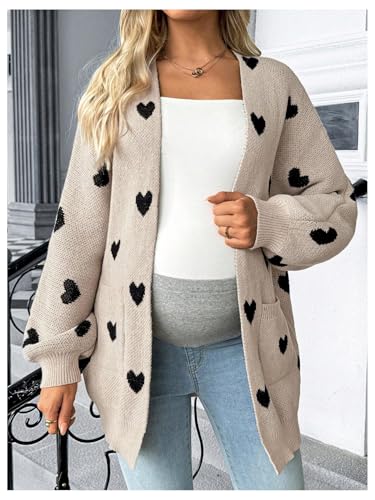 MakeMeChic Women's Maternity Heart Sweater Cardigan Fall Winter Clothes - color: Multicolor, size: X-Large