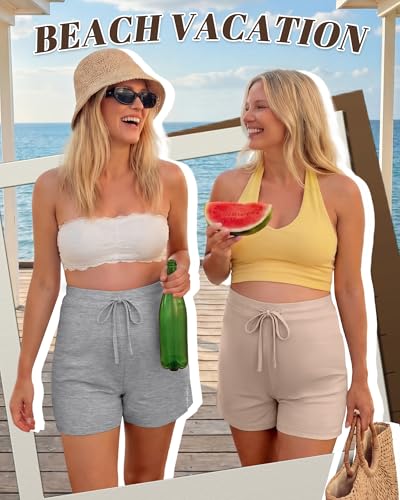 4 Pack Women's Maternity Casual Shorts - color: Apricot, Light Gray, Mixed Black, Black, size: X-Large
