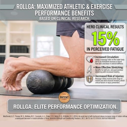 Rollga PRO - High Density Foam Roller for Exercise & Back Pain, 18 inches - color: Black