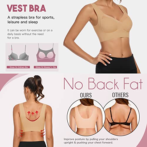 WOWENY Womens Wirefree Seamless Bras Everyday Lounge Bra Sleeping Full Coverage Pullover Bra - color: Steal Grey, size: XX-Large