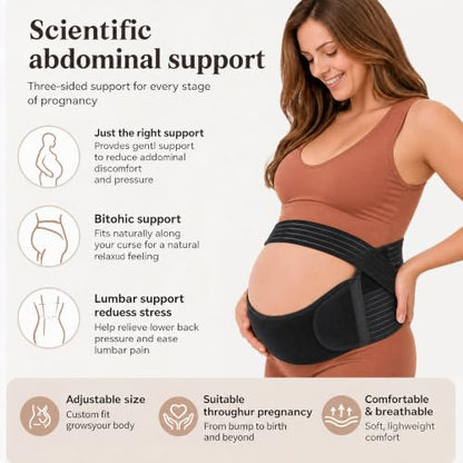 Pregnancy Belly Band, Maternity Belly Band, Black, Large - color: Black, size: Large