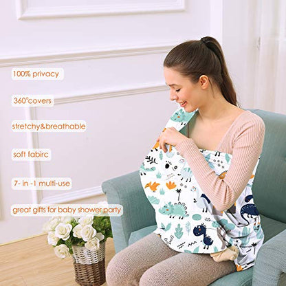 Multi-use Carseat Canopy Cover - Breathable Breastfeeding Covers, Car Seat Covers for Babies, Stroller Canopy Cover (Cute Dinosaur) - color: cute dinosaur