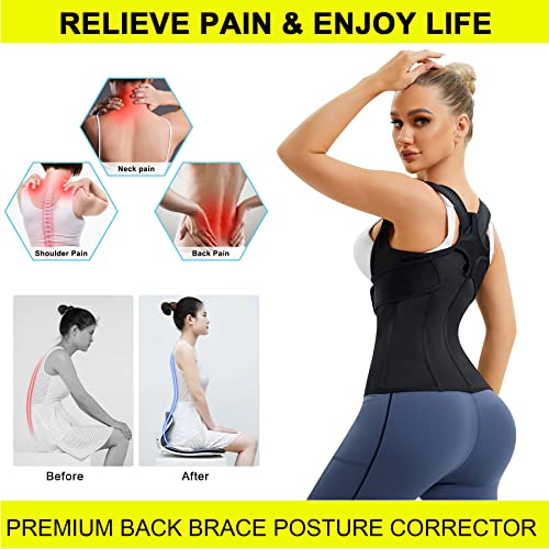 URSEXYLY Back Brace For Women Waist Trainer Adjustable Posture Corrector - size: Large