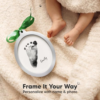 Inkless Baby Hand and Footprint Kit, Two-Sides Ornament (Oval/Silver) - color: Oval/Silver