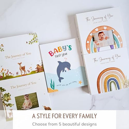 Baby Memory Book, First 5 Years, Boho Rainbow Baby Scrapbook and Keepsake - color: Vibrant Tropical Boho
