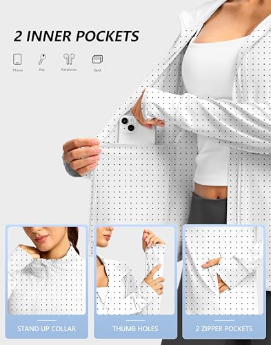 G Gradual Women's Sun Protection Lightweight Athletic Jacket Zip Up Jacket - color: Black Dot, size: Small