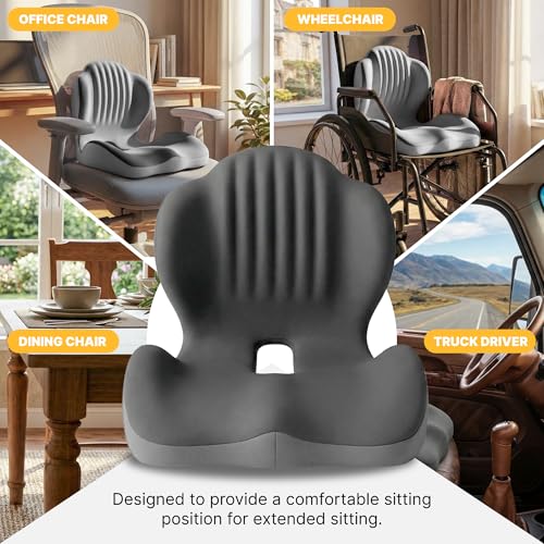 Ergonomic Seat Cushion with L-Shaped Design for Office Chair (Grey) - color: Grey