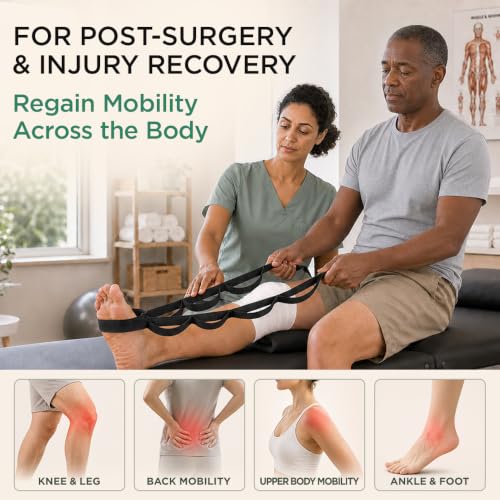TECEUM Stretching Strap with 10 Loops for Physical Therapy & Rehab - color: Black, size: Polypropylene 1” W - 10 Loops