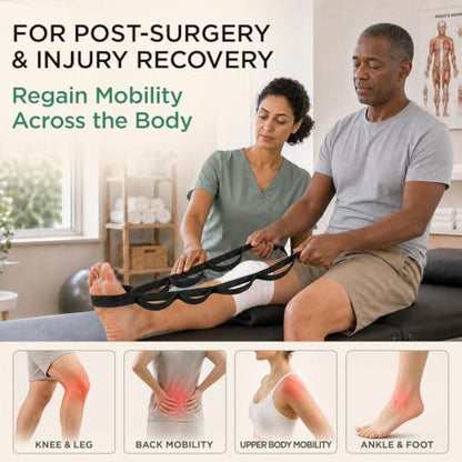 TECEUM Stretching Strap with 10 Loops for Physical Therapy & Rehab - color: Black, size: Polypropylene 1” W - 10 Loops