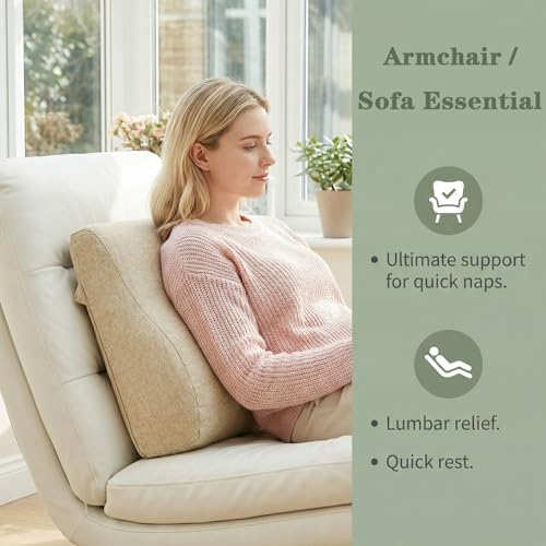 baibu Patented Dual-Layer Memory Foam Lumbar Pillow for Recliner, Beige - color: Beige