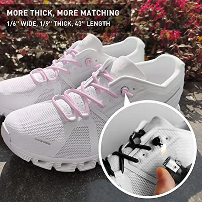 3 Pairs Elastic Shoe Laces Replacement Laces for Running Shoes,Stretch Oval Strings Replacement Shoestrings - color: Black+beige+pink