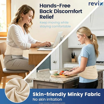REVIX Wearable Microwave Heating Pad for Back, Flaxseed Heat Wrap, Beige - color: Beige