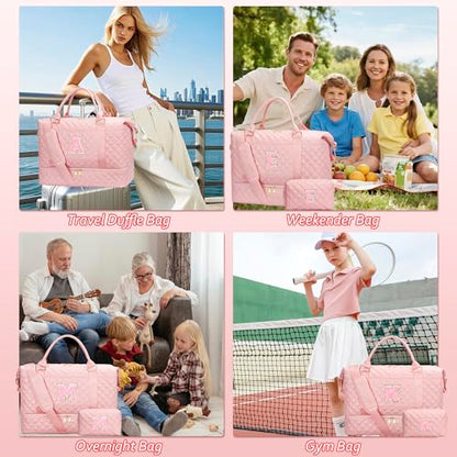 Travel Weekender Bag with Makeup & Shoe Compartment(Pink,J) - color: Pink, style: J