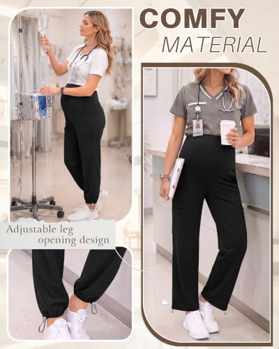Locoowai 3 Pack Women's Maternity Jogger Scrub Pants with Pocket - color: Black, Black, Black, size: Small