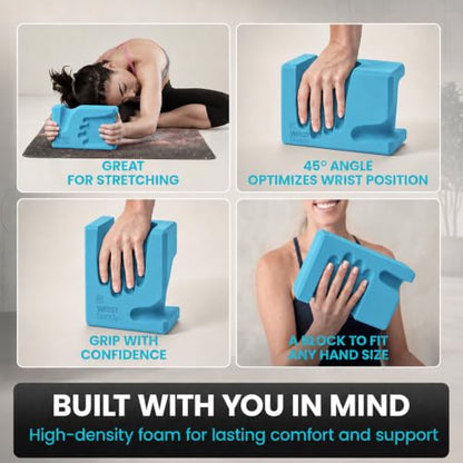 WRISTBuddy® Yoga Blocks 2 Pack, High Density Non-Slip, Hand-Shaped Design - color: Teal