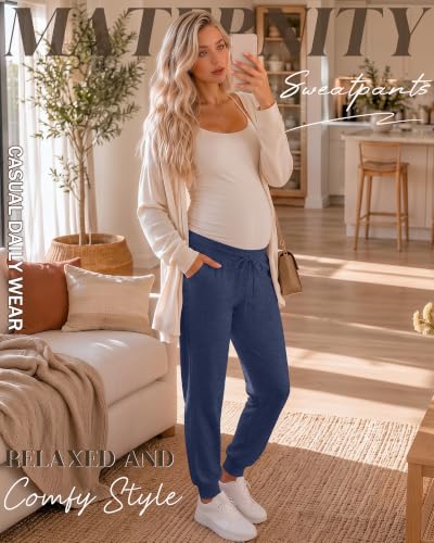 3 Pack Women Maternity Pants Pregnancy Lounge Jogger - color: Black, Dark Blue, Wine Red, size: Medium