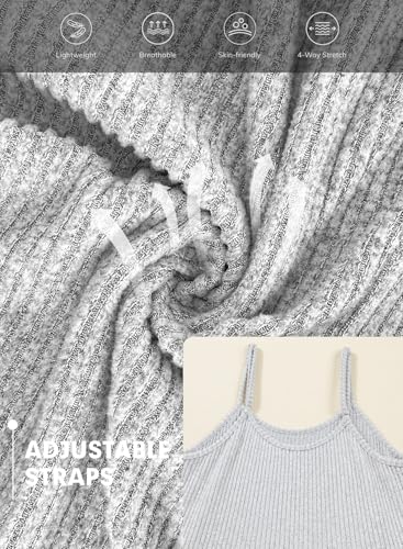 BLENCOT Maternity Ribbed Jumpsuit Stretchy One Piece Wide Leg Romper - color: Grey, size: Medium